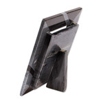 Marble photo frame, 'Modern Lines in Grey' (4x6) - Modern Grey Marble Photo Frame from Mexico (4x6)