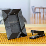 Marble photo frame, 'Modern Lines in Grey' (4x6) - Modern Grey Marble Photo Frame from Mexico (4x6)