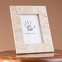 Marble photo frame, 'Natural Reminisce' (4x6) - Handmade Brown Marble Photo Frame from Mexico (4x6)