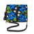 Leather accented cotton sling, 'Yucatan Flowers' - Leather Accented Cotton Sling with Blue Floral Embroidery thumbail