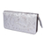 Leather wallet, 'Floral Pattern in Silver' - Floral Patterned Leather Wallet in Silver from Mexico