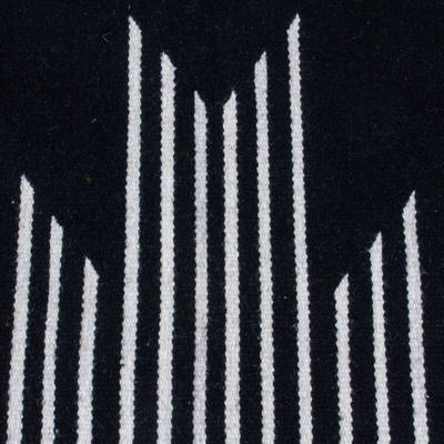 Wollteppich, (2x3) - Moderner Wollteppich in Schwarz und Ecru aus Mexiko (2x3)