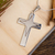 Sterling silver pendant necklace, 'Cross of Illusion' (2 inch) - Taxco Silver Cross Pendant Necklace from Mexico (2 in.) thumbail