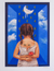 Print, 'Blue Thought I' - Girl with an Apple Surrealist Print from Mexico thumbail