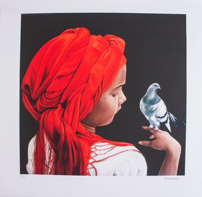 Limited Edition Print of a Girl with a Bird