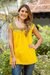 Cotton blouse, 'Marigold Summer' - Handwoven Saffron Cotton Sleeveless Blouse from Mexico (image 2) thumbail