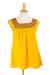 Cotton blouse, 'Marigold Summer' - Handwoven Saffron Cotton Sleeveless Blouse from Mexico thumbail