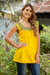 Cotton blouse, 'Marigold Summer' - Handwoven Saffron Cotton Sleeveless Blouse from Mexico (image 2b) thumbail