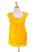 Cotton blouse, 'Marigold Summer' - Handwoven Saffron Cotton Sleeveless Blouse from Mexico (image 2c) thumbail