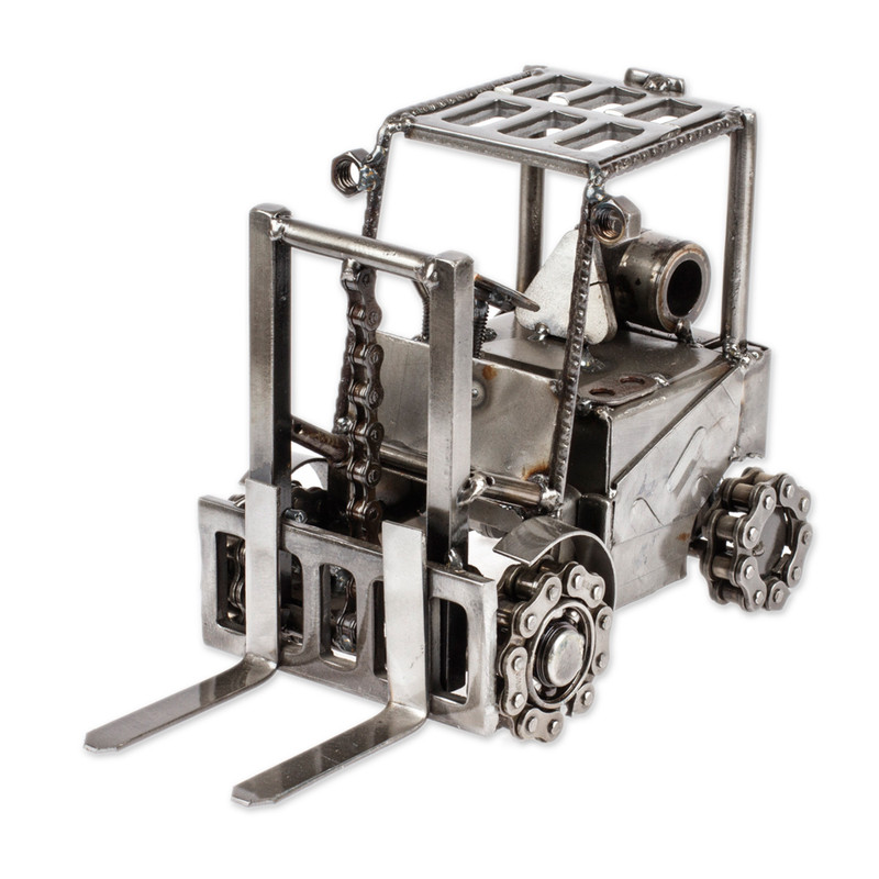 Upcycled Metal Auto Part Forklift Sculpture from Mexico