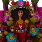 Ceramic sculpture, 'Catrina Tree of Life' - Hand-Painted Catrina-Themed Ceramic Sculpture from Mexico