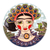Ceramic wall art, 'Plumed Frida' - Ceramic Wall Art of Frida with a Headdress from Mexico