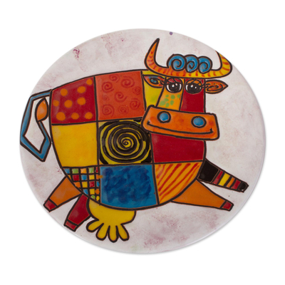 Whimsical Cow-Themed Ceramic Wall Art from Mexico