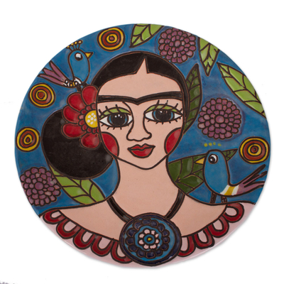 Arte de pared de cerámica - Arte mural de cerámica con temática de Frida elaborado en México