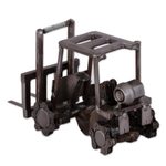 Upcycled metal auto part sculpture, 'Mini Forklift' - Upcycled Metal Auto Part Mini Forklift Sculpture from Mexico