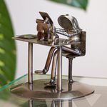 Recycled metal auto part sculpture, 'Secretary' - Recycled Metal Auto Part Secretary Sculpture from Mexico