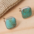 Reconstituted turquoise stud earrings, 'Square Bucklers' - Square Reconstituted Turquoise Stud Earrings from Mexico (image 2) thumbail