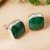 Chrysocolla stud earrings, 'Square Bucklers' - Square Chrysocolla Stud Earrings from Mexico thumbail