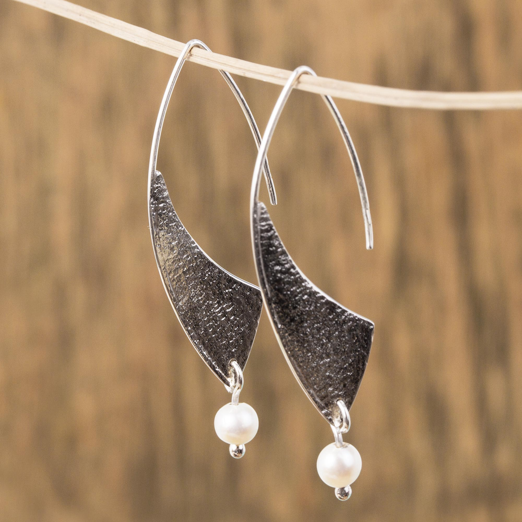 Artisan Earring Handmade Israeli Jewelry Textured Sterling Silver Earrings Gift for Her