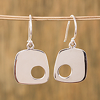 Sterling silver dangle earrings, 'Abstract Idea' - Modern Sterling Silver Dangle Earrings from Mexico