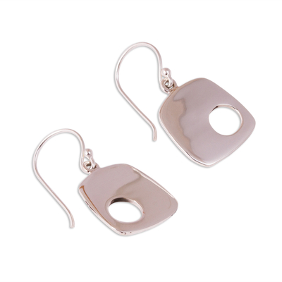 Silver dangle earrings, 'Abstract Idea' - Modern 950 Silver Dangle Earrings from Mexico