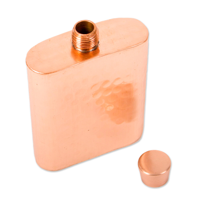Copper flask, 'Stylish Drink' - Shining Copper Flask Handcrafted in Mexico