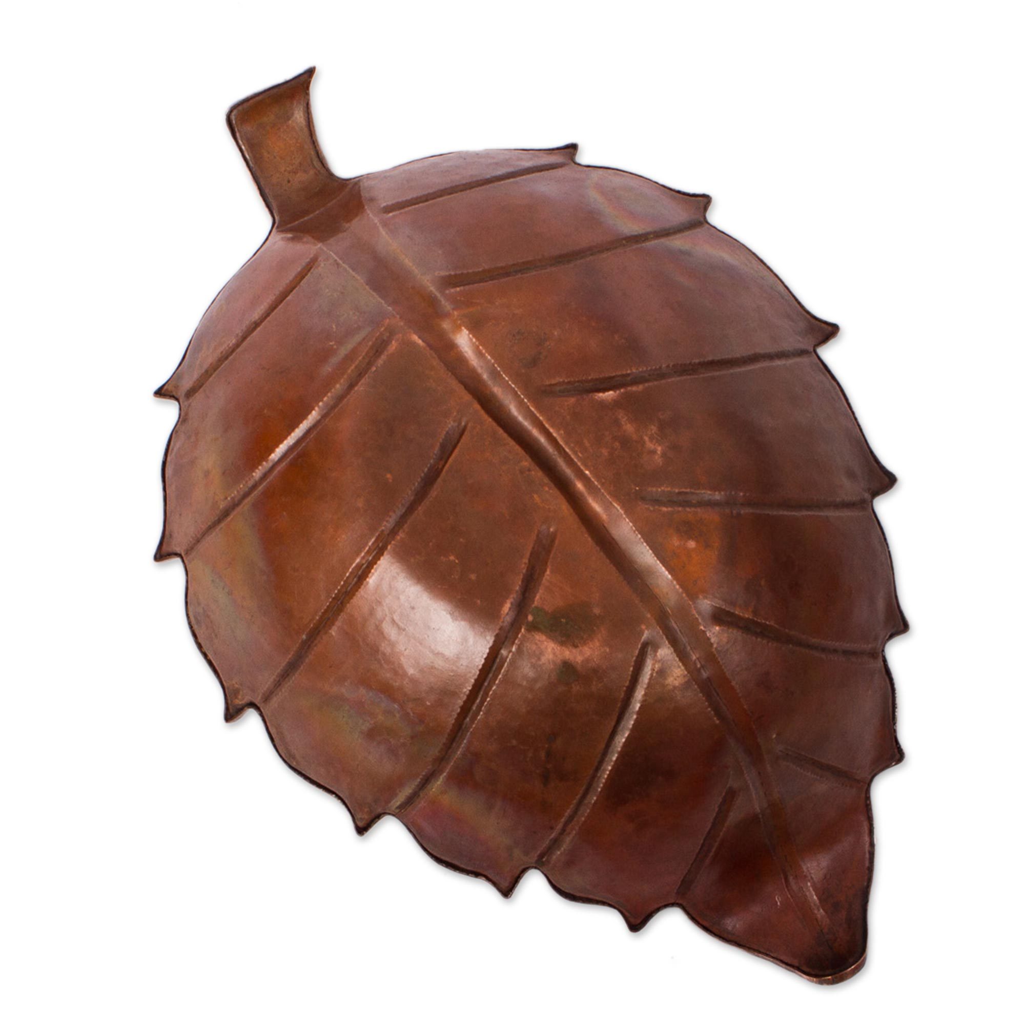Antiqued Green Copper Leaf Centerpiece from Mexico Antiqued Leaf NOVICA