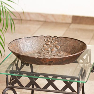 Copper centerpiece, 'River Stones' - Stone Pattern Handcrafted Copper Centerpiece from Mexico