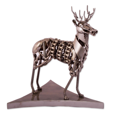 Recycled auto part sculpture, 'Mechanical Deer' - Recycled Metal Auto Part Deer Sculpture from Mexico
