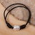 Cultured pearl pendant bracelet, 'Simple Glow' - Cultured Pearl and Leather Pendant Bracelet from Mexico thumbail