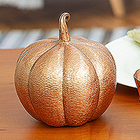 Copper decorative accent, 'Beautiful Pumpkin' (6.5 inch) - Textured Copper Pumpkin Decorative Accent (6.5 Inch)