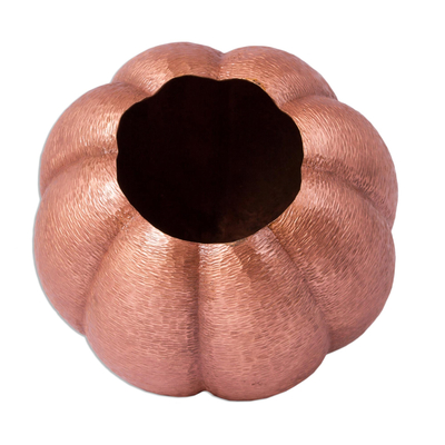 Copper decorative accent, 'Beautiful Pumpkin' (6.5 inch) - Textured Copper Pumpkin Decorative Accent (6.5 Inch)