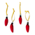 Ceramic ornaments, 'Serrano Peppers in Red' (set of 4) - Red Ceramic Serrano Pepper Ornaments (Set of 4)