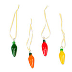 Ceramic ornaments, 'Colorful Jalapeños' (set of 4) - Assorted Ceramic Jalapeño Pepper Ornaments (Set of 4)