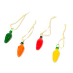 Ceramic ornaments, 'Colorful Jalapeños' (set of 4) - Assorted Ceramic Jalapeño Pepper Ornaments (Set of 4)