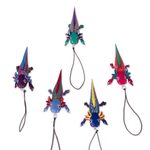 Wood alebrije ornaments, 'Colorful Axolotl' (set of 5) - Hand-Painted Wood Alebrije Axolotl Ornaments (Set of 5)