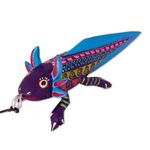 Wood alebrije ornaments, 'Colorful Axolotl' (set of 5) - Hand-Painted Wood Alebrije Axolotl Ornaments (Set of 5)