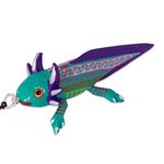 Wood alebrije ornaments, 'Colorful Axolotl' (set of 5) - Hand-Painted Wood Alebrije Axolotl Ornaments (Set of 5)