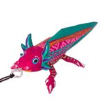 Wood alebrije ornaments, 'Colorful Axolotl' (set of 5) - Hand-Painted Wood Alebrije Axolotl Ornaments (Set of 5)