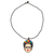 Glass beaded pendant necklace, 'Fantastic Frida' - Frida-Themed Glass Beaded Pendant Necklace from Mexico