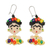 Glass beaded dangle earrings, 'Frida Beads' - Frida Kahlo Glass Beaded Dangle Earrings from Mexico (image 2a) thumbail