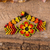 Glass beaded pendant bracelet, 'Verdant Fire' - Petite Glass Beaded Floral Pendant Bracelet from Mexico (image 2) thumbail