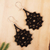 Glass beaded dangle earrings, 'Floral Huichol' - Black Floral Glass Beaded Dangle Earrings from Mexico (image 2) thumbail