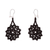 Glass beaded dangle earrings, 'Floral Huichol' - Black Floral Glass Beaded Dangle Earrings from Mexico (image 2a) thumbail