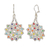 Glass beaded dangle earrings, 'Ethereal Flowers' - Clear and Colorful Floral Glass Beaded Dangle Earrings thumbail