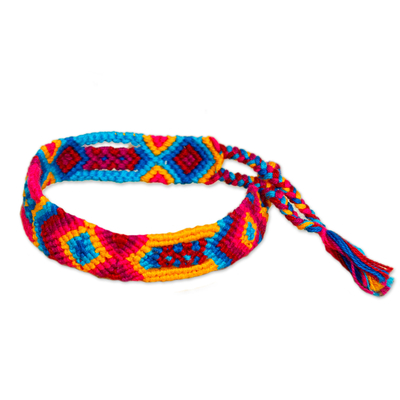 Cotton wristband bracelets, 'Colorful Friendship' (set of 3) - Colorful Cotton Wristband Bracelets from Mexico (Set of 3)