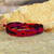 Cotton macrame wristband bracelet, 'Passionate Geometry' - Red and Black Geometric Cotton Macrame Bracelet
