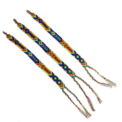 Colorful Geometric Cotton Wristband Bracelets (Set of 3)