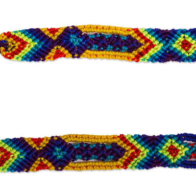 Cotton wristband bracelets, 'Artisanal Geometry' (set of 3) - Colorful Geometric Cotton Wristband Bracelets (Set of 3)