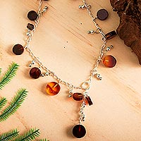 Amber Y-necklace, 'Fantastic Circles' - Circular Amber Y-Necklace from Mexico